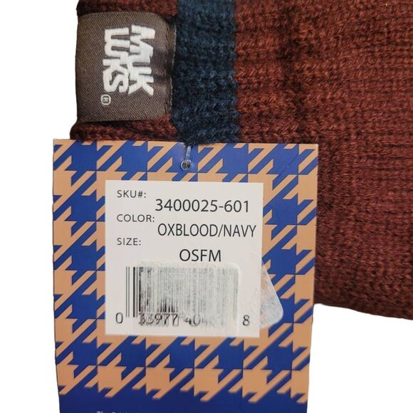 Muk Luks Men's Ox Blood/Navy Acrylic Knit Gloves NEW - Picture 8 of 8